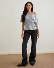 Domani Off the Shoulder Top in Grey Marl