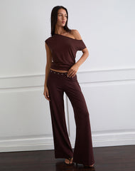 Dorala Low Rise Trousers with Eyelets in Dark Plum