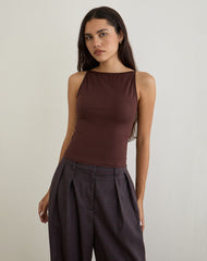 Dudley Vest Top in Jersey Bitter Chocolate