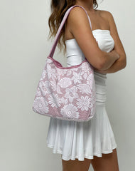 Dune Bag in White with Lace Pink Binding