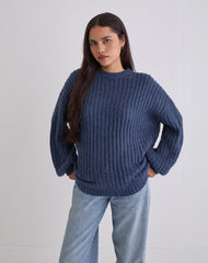 Daren Oversized Knitted Jumper in Navy