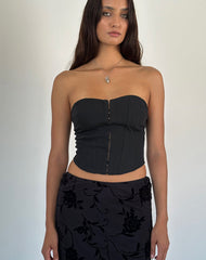 Elita Hook and Eye Corset Top in Black
