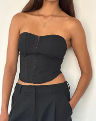 Elita Hook and Eye Corset Top in Black