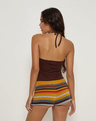 Elspe Halterneck Top in Bitter Chocolate