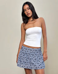 Elvira Mini Skirt in Blue Striped Flowers