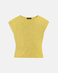 Elyra Asymmetric Top in Knit Golden Green