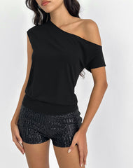 Elysian Asymmetric Top in Cupro Black