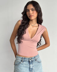 Emberly Plunge Top in Pink Lady