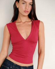 Emberly Plunge Top in Adrenaline Red