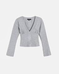 Emesy Long Sleeve Top in Grey Marl