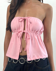 Ender Tie Bandeau Top in Rayon Ballet Pink