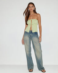 Ender Tie Bandeau Top in Rayon Pistachio