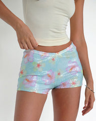 Erna Micro Short in Sequin Blooming Flower Blue