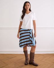 Esmeray Midi Skirt in Retro Stripe Blue