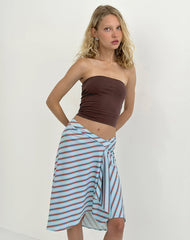 Esmeray Midi Skirt in Diagonal Stripe Light Blue