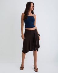 Esmeray Midi Skirt in Chocolate Brown
