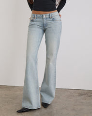 Extra Low Rise Flare in Breeze Blue Wash