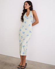 Fadwa Midi Dress in Floral Stripe Cream
