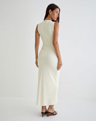 Fayola Printed Maxi Dress in Cream with Red Watercolour Flower