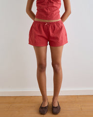 Sumi Shorts in Cotton Dobby Red
