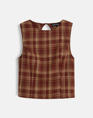 Felia Tie Back Top in Red Check