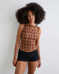 Felia Tie Back Top in Red Check