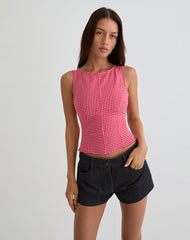 Felia Tie Back Top in Red Gingham