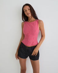 Felia Tie Back Top in Red Gingham