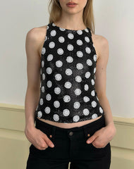 Felicita Top in Polka Sequin Monochrome
