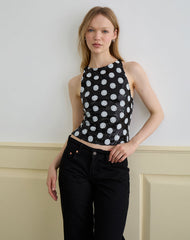 Felicita Top in Polka Sequin Monochrome