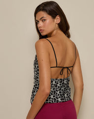 Florina Cami Top in Embroidery Flower Black