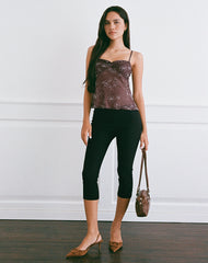 Fierza Cami Top in Doodle Flower Flock Brown