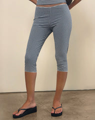 Tuka Capri Trousers in Seersucker Gingham Navy