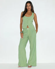 Saucy Trouser in Linen Minty Green