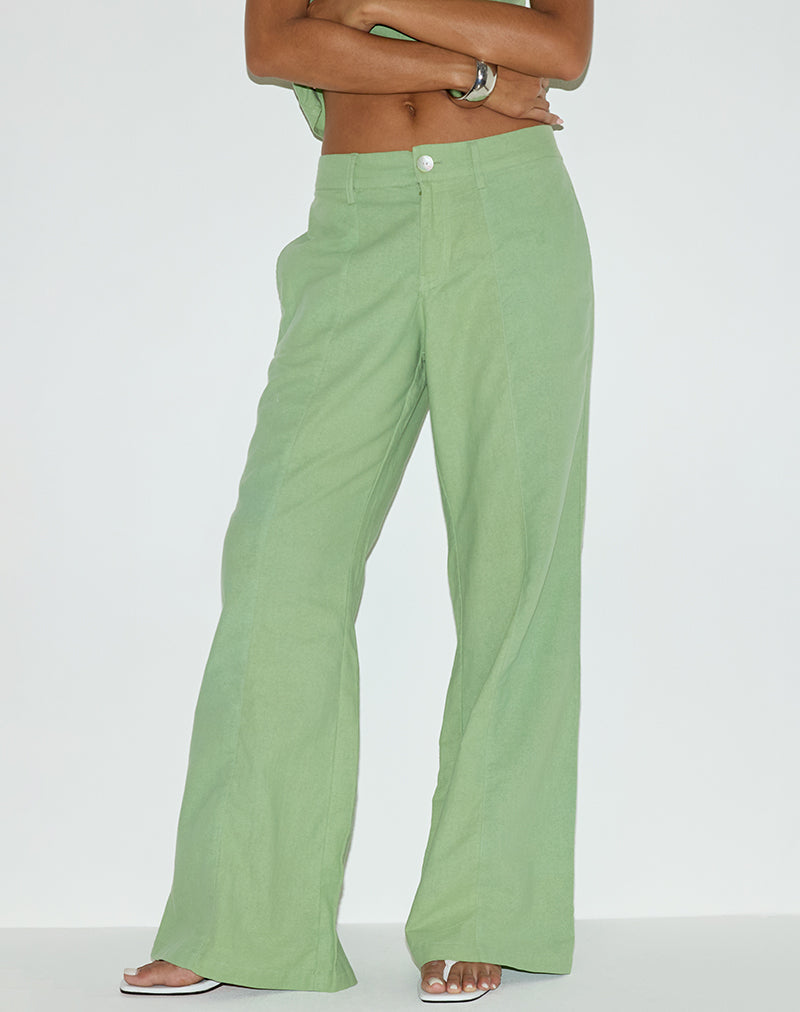 Saucy Trouser in Linen Minty Green