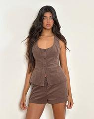 Ganita Vest in Babycord Brown