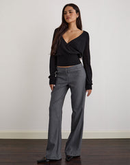 Ganta Slim Trouser in Pinstripe Charcoal