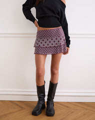 Gayani Ruffle Skirt in Stripe Polka Plum