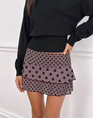 Gayani Ruffle Skirt in Stripe Polka Plum