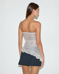 Gentaya Frill Bandeau Top in Neutral Sequin