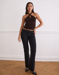 Giunea Knot Halter Top in Bitter Chocolate