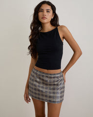 Guizio Mini Skirt in Sequin Vintage Check Brown