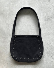 Gundar Eyelet Bag in Babycord Black