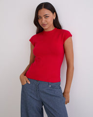 Hanuva Top in Knit Red