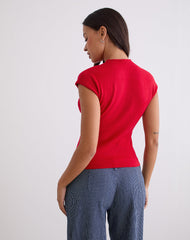 Hanuva Top in Knit Red