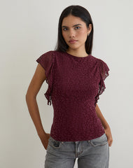 Harsya Top in Flock Mini Leopard Plum