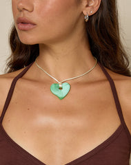 Heart Necklace in Resin Green