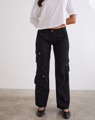 Hojo Linen Cargo Pants in Black