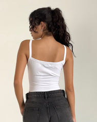 Icah Cami Top in White with Stars