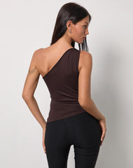 Idra Asymmetric Top in Jersey Bitter Chocolate